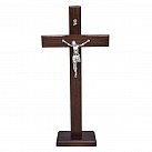 Krzyż drewniany z frezem 45 cm brązowy
